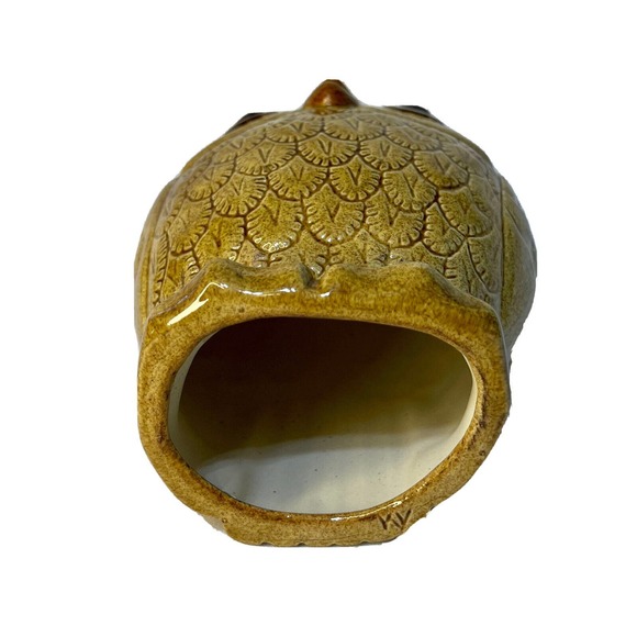 Vintage Mid Century Modern Owl Collection Figurines Set Three Brown & Yellow - Picture 16 of 16